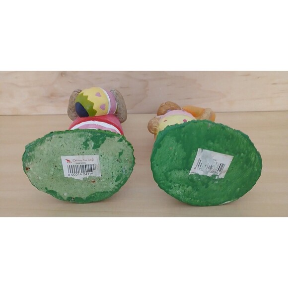 Christmas Tree Shop Easter Bunny Bobble Head Rabbits Resin 8" Figurines Set of 2 - Picture 6 of 8